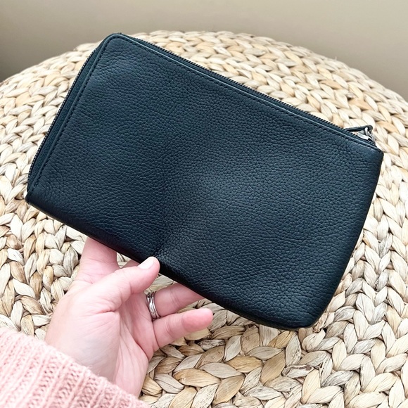 COACH genuine black pebbled leather clutch wallet pouch small bag - Picture 2 of 7